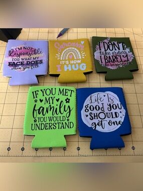 Hot off the press! Set of 6 Graphic Can Cooler Koozies